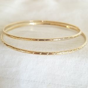 New Gold Etched Thin Bangle Bracelet Set